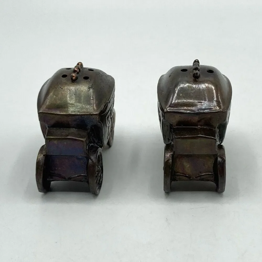 Pair Vintage Japan Metal Die Cast Carriage Stagecoach Wagon Salt Pepper Shakers